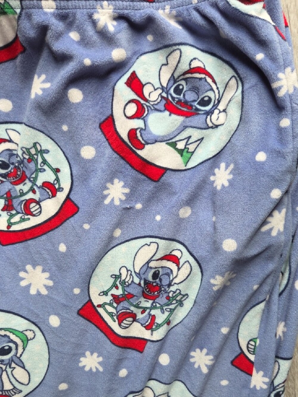 Disney Blue Stitch Snow Globe Kids Pajama Pants with Red Drawstring - Picture 3 of 3